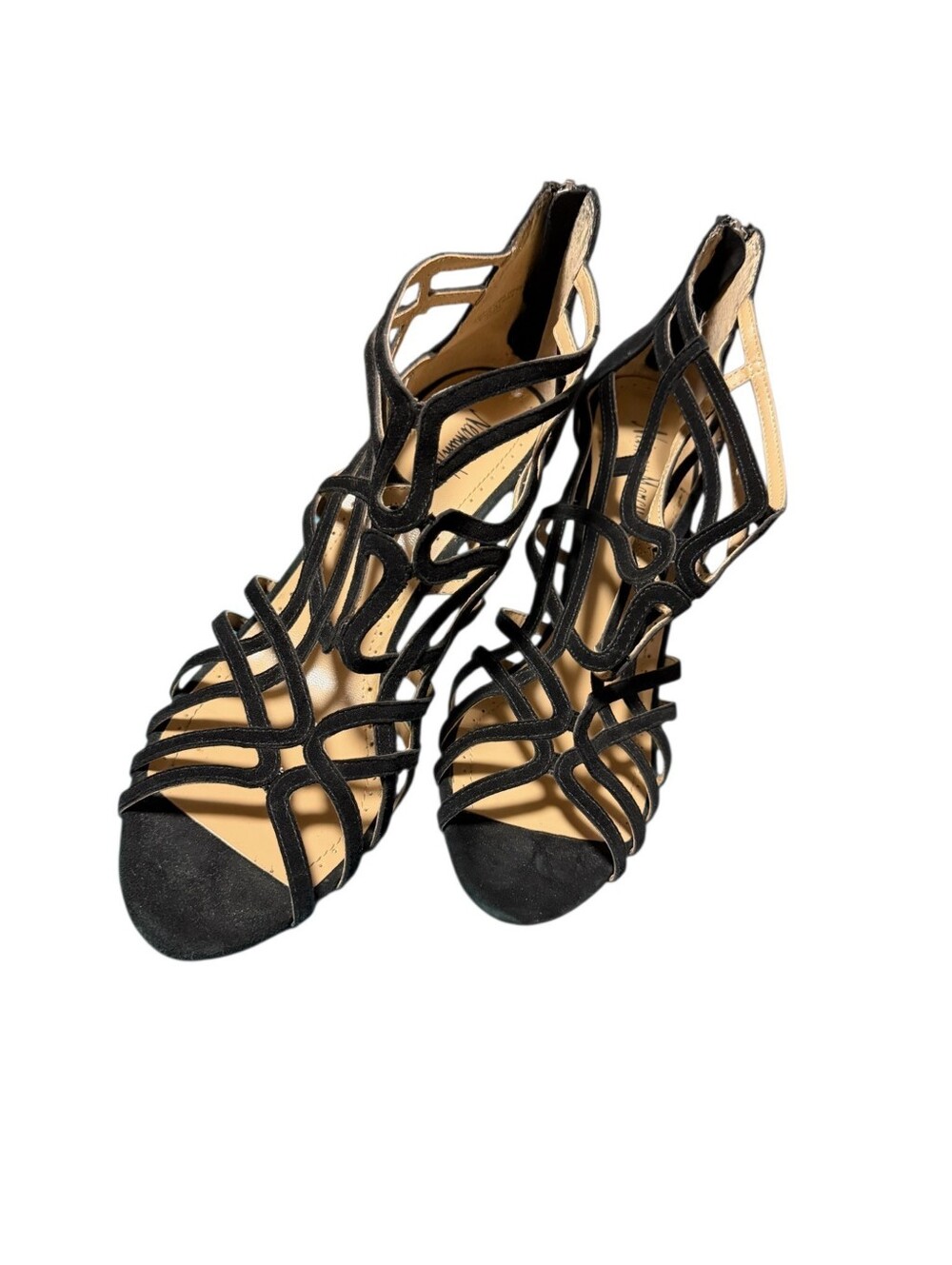 Neiman Marcus Strappy Cage High-Heel Sandals Black sz 10